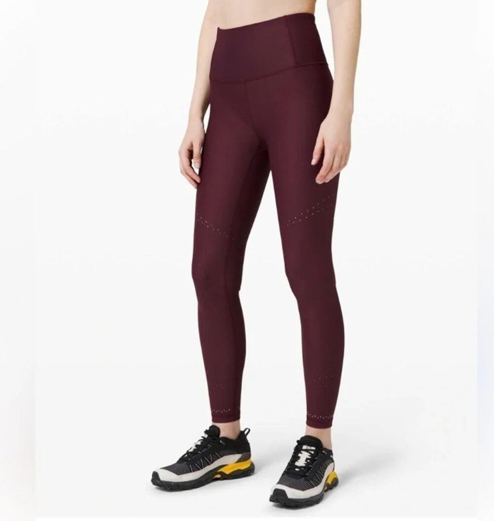 Lululemon Sz 4 Zoned In Tight Leggings Cassis Garnet High Waisted Sporty